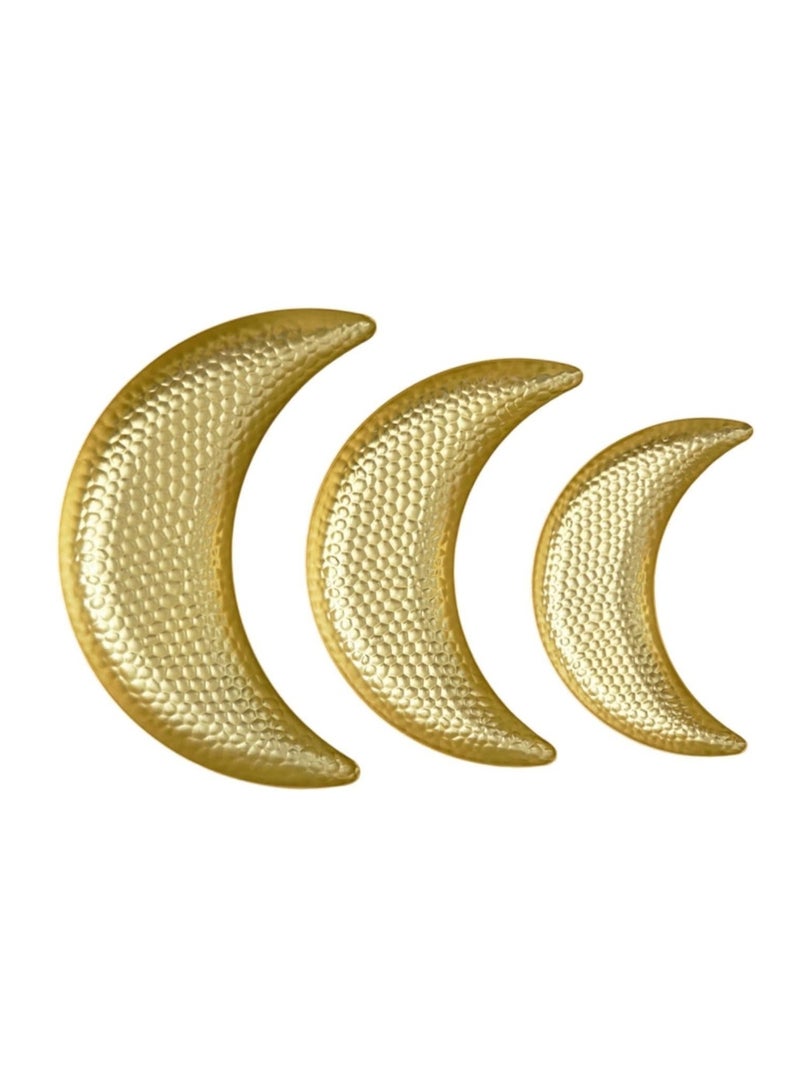 الواحة-TH 3 قطع من زينة عيد مبارك، صينية تقديم طعام على شكل هلال، طبق تقديم طعام، أطباق فواكه وحلوى، حاوية تخزين طعام وحلوى، رمضان، إسلامي، حفلة، صينية ذهبية لعيد مبارك - Image 2